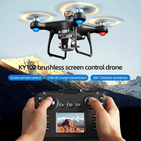 2025 New K102 Screen Controlled Version Drone 4K Camera Brushless Motor Obstacle Avoidance Foldable Quadcopter Dron RC Toys