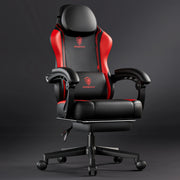 Gaming Chair - Ergonomic High Back Leather Computer Chair with Massage Lumbar Support, Footrest, and Pocket Spring Cushion