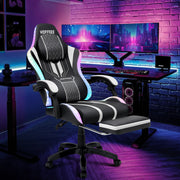 Gaming Chair Bluetooth Speaker Office Chair Ergonomic LED Lights Massage Adjustable Height Armrests Headrest Lumbar Support