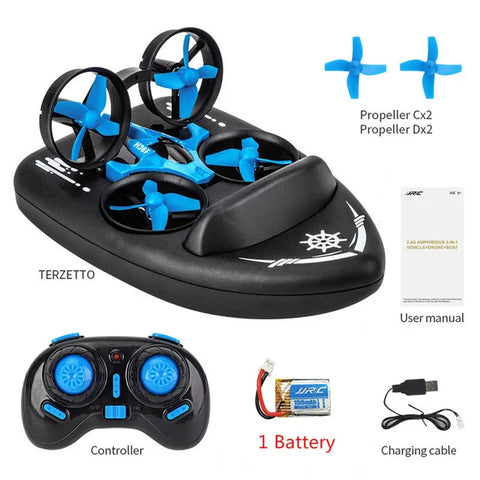 Upgraded JJRC H36F Mini Drone Helicopter 2.4G 4CH 6-Axis Gyro Speed 3D Flip Headless Mode RTF Boat Car Water Ground Air  3-mode