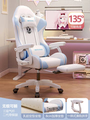 Modern Feet Support Gaming Chair Ergonomic Neck Pillow White Cute Office Chair Bedroom Relax Chaise De Bureaux Office Furniture