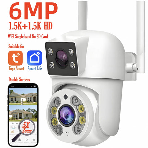 Tuya 8MP WIFI IP Camera PTZ Dual Lens Dual Screen Manual Detection Full Color Night Vision Outdoor Security Surveillance Camera