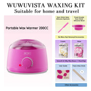 Waxing Kit WUWUVISTA Hair Removal Wax Kit Wax Melt Warmer Waxing Beads Face/Brazilian/Full Body/Bikini/Sensitiive skin(11 items)