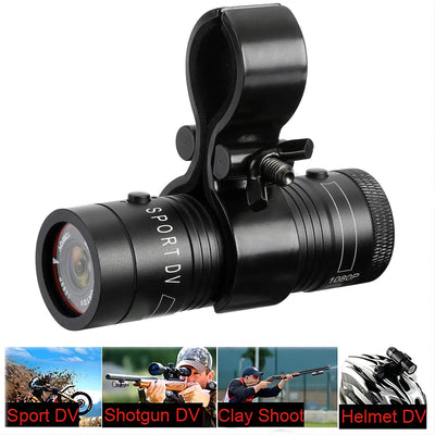 1080P Shotgun Camera Outdoor Waterproof Motorcycle Bike Helmet Camera Sports DV Video Recorder Mini Action Cam with Mount