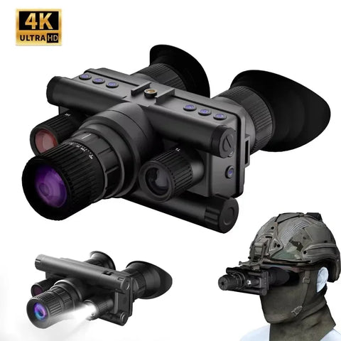 Digital Night Vision Binoculars Hunting 4K with IR Tacticle Flashlight Head Mounted Night Vision Goggles 8x Zoom 600M Long Range