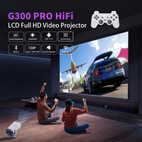 Velec Game Projector HY300 Pro HiFi 2IN1 Professional Chip Android Projector With 2 Wireless Game Controllers 20000+ Games