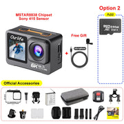 6K 4K60FPS Action Camera 50MP 2.0 Touch LCD Dual Screen EIS WiFi 170° DVR 30M Waterproof 5X Zoom Sport Camera With Remote