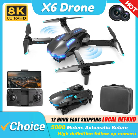 KBDFA X6 PRO Drone With Camera For Beginners 4K HD Camera WIFI FPV Rc Drones 120° Adjustable Lens Foldable RC Quadcopter Toys