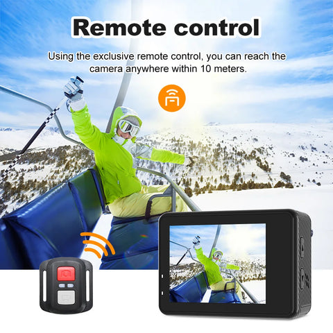 Action Camera 5K 4K60FPS EIS Wi-Fi Dual Screen 170D 2.0 Inch Touch Screen 30M Waterproof Sport Camera With Remote Control