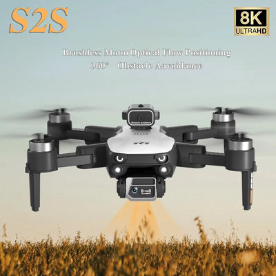 S2S Drone 8K Professional Aerial Photography HD Dual Camera Brushless Motor Obstacle Avoidance Foldable Quadcopter Childrens Toy