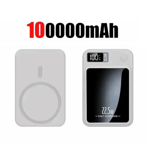 100000mAh Wireless Magnetic Power Bank 22.W Fast Charging Portable External Battery PowerBank Adapter For iPhone Huawei Samsung