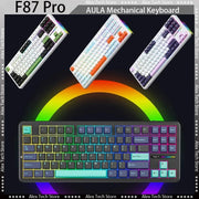 AULA F87Pro Mechanical Keyboard 2.4g/Usb/Bluetooth Tri Mode Wireless 87 Key 5 Layer Silencing Filling Suitable For Gaming+Typing