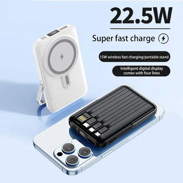 200000mah Macsafe Magnetic Power Bank Fast Wireless Charger For Iphone 15 14 13 12 Xiaomi Huawei External Auxiliary Battery Pack