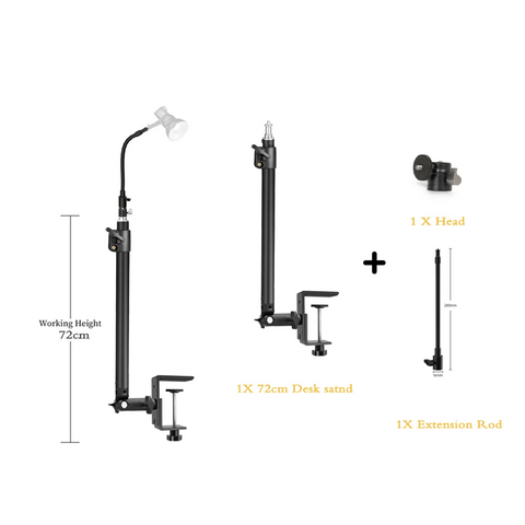 C Light Stand Tripod Clamp Desk Mount with 1/4" Ball Head Table Fixture Ring Light Adjustable Tabletop Bracket Stand DSLR Camera