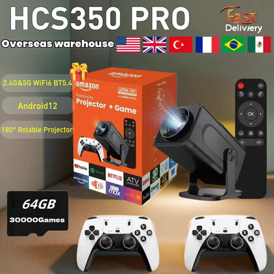 Project Hcs350 Pro Retro Video Game Consoles Handheld Game Console WIFI Portable Intelligent Quad Core Arm Cortex-a53 Projector