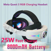 8000mAH Battery For Meta Oculus Quest 3 S 3s Head Strap Charging Headset VR RGB Accessories Elite Headstrap