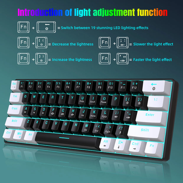 V900 RGB Mechanical Keyboard 61-key Gaming Keyboard High-quality Blue Switches Durable and Compact Design Various Lighting Modes