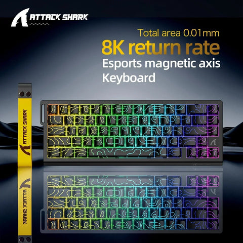 ATTACK SHARK X68HE Magnetic Mechanical Keyboard RGB 8K Low Delay E-Sports Gaming Keyboard 0.01mm RT Accuracy 128K Scan Rate