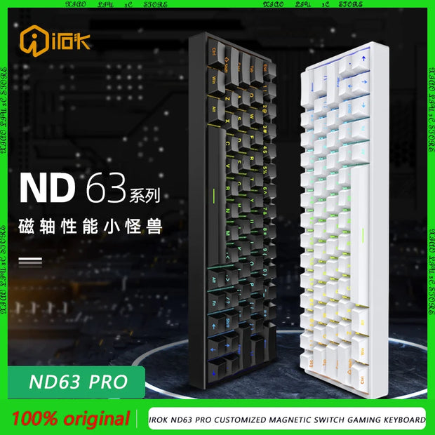 IROK ND63 Pro Customized Magnetic Switch Gaming Keyboard 8K Hot Swappable Polling Rate 0.3ms Latency 0.02mm RT KME SOCD DKS ST