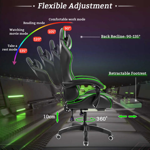 Massage Gaming Chair Racing Computer Desk Chairs Ergonomic Massage Lumbar Support High Back Adjustable Swivel Task Chair