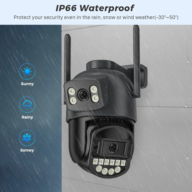 10MP 5K Dual Lens PTZ IP Camera with Dual Screen 8MP Ai Human Detection Auto Tracking Wireless Outdoor Surveillance Camera iCSee