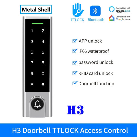 Waterproof RFID IC Bluetooth TTLOCK Keypad App Unlock Door Opener TT Lock Devices for Access Control K2/K2F/K3/K3F/K3Q/H3/HF3/G2