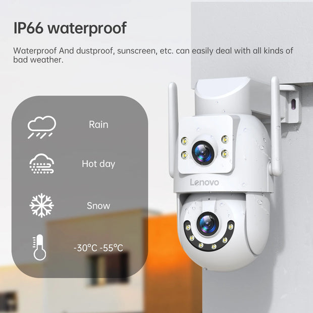 Lenovo HD PTZ Camera Outdoor 6MP Dual Lens Dual Screen 5G Wifi Auto Tracking CCCTV Camera Security Protection Video Surveillance