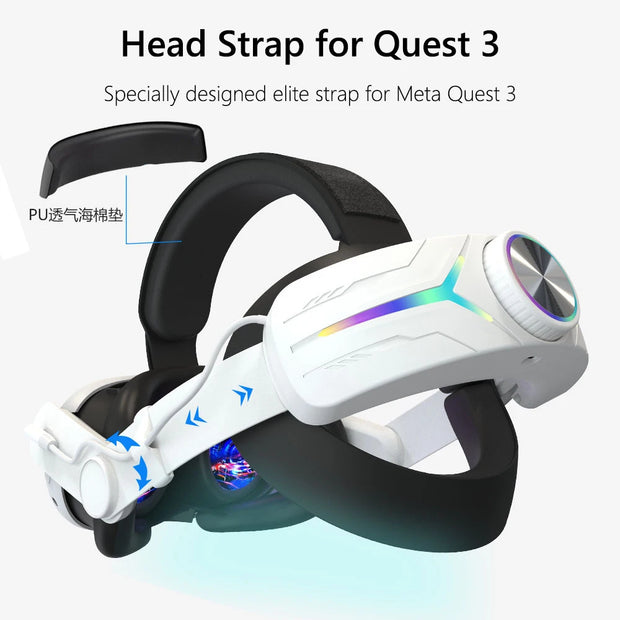 8000mAH Battery For Meta Oculus Quest 3 S 3s Head Strap Charging Headset VR RGB Accessories Elite Headstrap