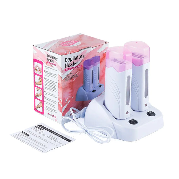 40W Dual Rolling Wax Heater Double Epilator Depilatory Waxing Machine Cartridge Roll On Wax Heater Hair Removal for Body