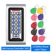 Outdoor RFID Access Controller Zinc Metal Keypad Card Reader IP67 Waterproof 125KHz 10pcs Keyfob for Door Access Control System