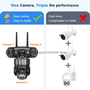 3 Lens Video Surveillance Camera Wifi Network CCTV Camera 4G SIM Card Wireless 360 Monitor Outdoor Waterproof Security Cameras