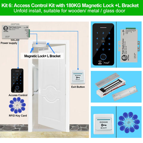 Wifi Bluetooth Tuya APP Outdoor Access Control System Kits Waterproof RFID Fingerprint Keypad Door Electric Magnetic Strike Lock