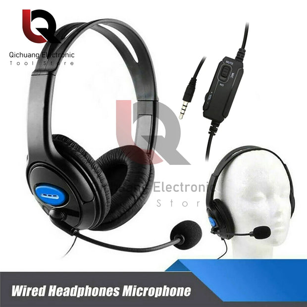 Headphones 3.5mm Wired Gaming Headset Earphones Music For PS4 Play Station 4 Game PC Chat computer With Microphone 120° Rotation