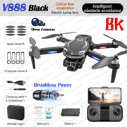 V888 Drone 8K GPS Triple Camera Professional Obstacle Avoidance Optical Flow Positioning Brushless V88 Upgraded RC Quadcopter