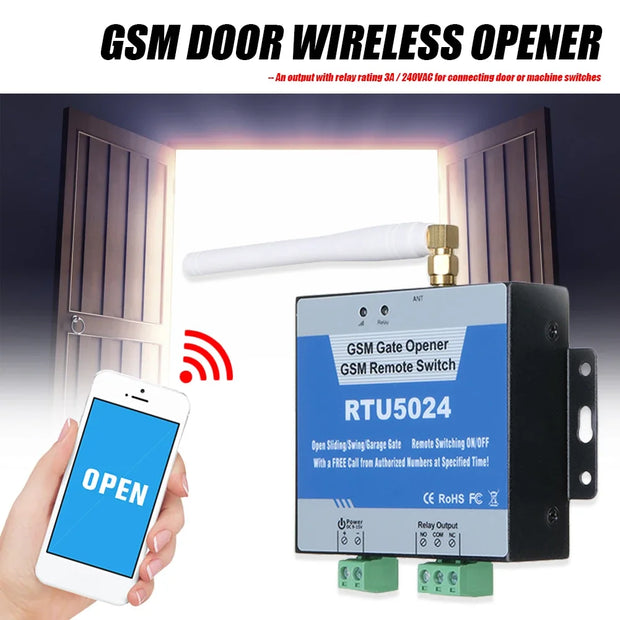 RTU5024 GSM Gate Opener Relay Remote Door Accessories Switch 850/900/1800/1900MHz for Household Bedroom Decoration