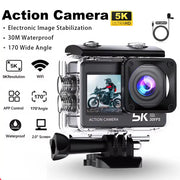 Action Camera 5K 4K60FPS EIS Wi-Fi Dual Screen 170D 2.0 Inch Touch Screen 30M Waterproof Sport Camera With Remote Control