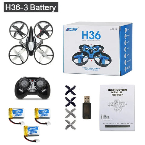 H36 Mini Drone 6-Axis with 3Battery Headless FPV Drones Pocket Remote Control Helicopter Plane RC Dron Quadcopter Gift for Kids