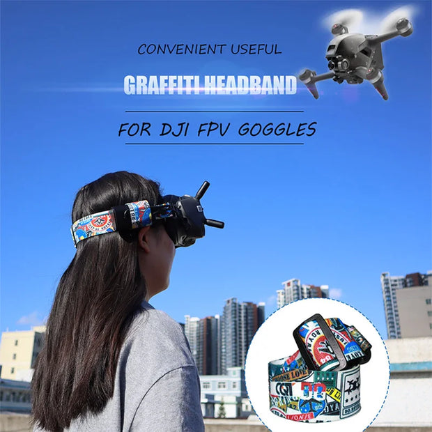 Adjustable Goggles V2 Graffiti Head Strap For DJI FPV Combo Drone/VR Glasses Battery Fixing Snap Button Headband Dustproof Mat