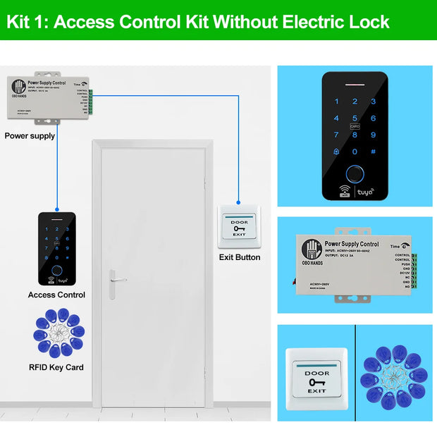 Wifi Bluetooth Tuya APP Outdoor Access Control System Kits Waterproof RFID Fingerprint Keypad Door Electric Magnetic Strike Lock