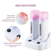 40W Dual Rolling Wax Heater Double Epilator Depilatory Waxing Machine Cartridge Roll On Wax Heater Hair Removal for Body