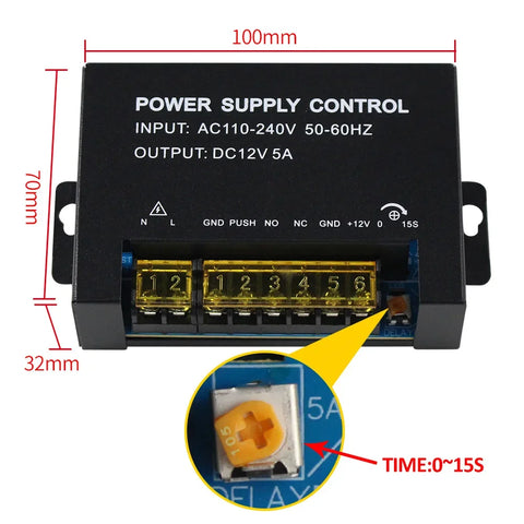 DC 12V Access Control Power Supply Switch 5A 3A Output AC110V-240V Input Power Source Supplier Adapter for Video Intercom System