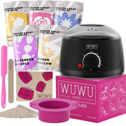 Waxing Kit WUWUVISTA Hair Removal Wax Kit Wax Melt Warmer Waxing Beads Face/Brazilian/Full Body/Bikini/Sensitiive skin(19 items)