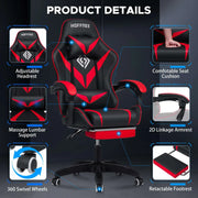 Ergonomic Gaming Chair with Massage and Footrest Massage Lumbar Support High Back ,E-Sports Gamer Chair