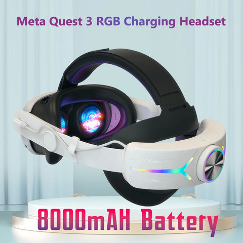 8000mAH Battery For Meta Oculus Quest 3 S 3s Head Strap Charging Headset VR RGB Accessories Elite Headstrap