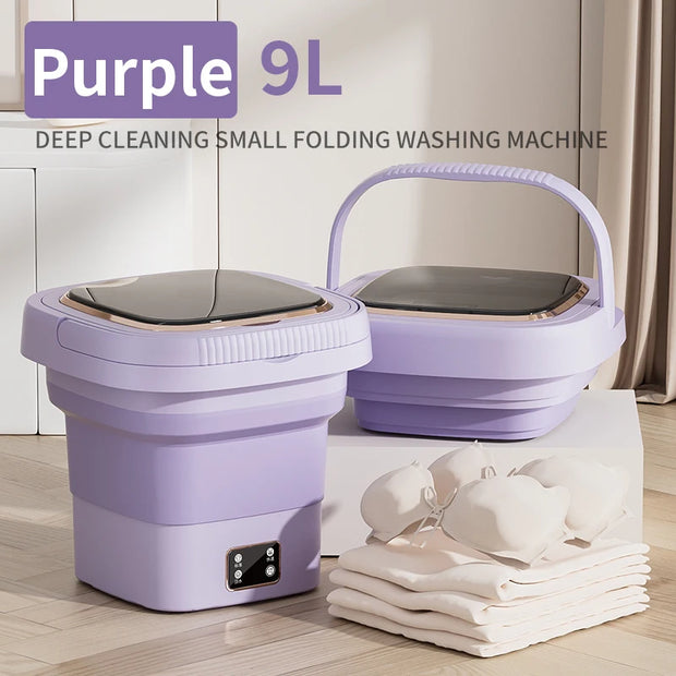 9L Foldable Washing Machine With LCD Display Spin Dryer Automatic Mini Underwear Sock Centrifuge Portable Mini Washing Machine