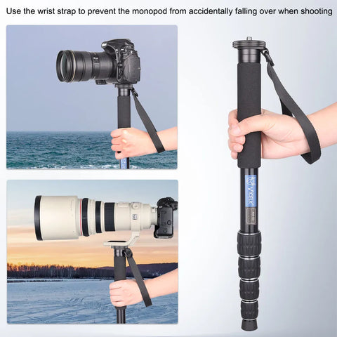 VICELK AM-03 165cm Camera Monopod Professional Aluminium Alloy Photography Video Stand for Canon Nikon GoPro DSLR Camcorder