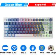 M75 RK ROYAL KLUDGE 2.4G Wireless/Bluetooth/USB-C Mechanical Keyboard 81Keys RGB Hot-Swappable Gasket Gamer Keyboard with Screen