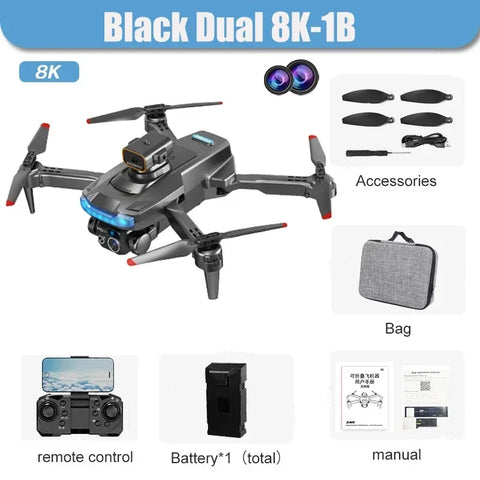 New P15 Drone 8K HD Camera Professional HD Aerial Photography GPS Dual-Camera Omnidirectional Obstacle Drone Quadcopter Toy Gift