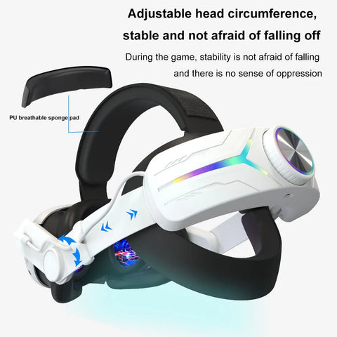 For Meta Quest 3 Comfortable Head Strap VR Accessories VR Headset Strap with RGB LED Light For Meta Quest 3 8000mAh Rechargeable