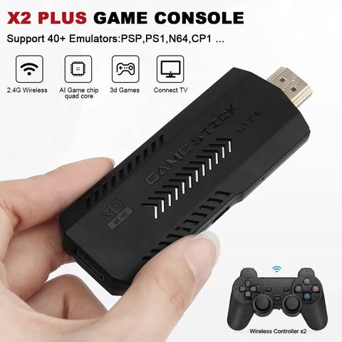 X2 Plus 128G 30000 Games Retro Game Console w/ GD10 Pro Stick- 4K/3D/HD +Wireless Controller